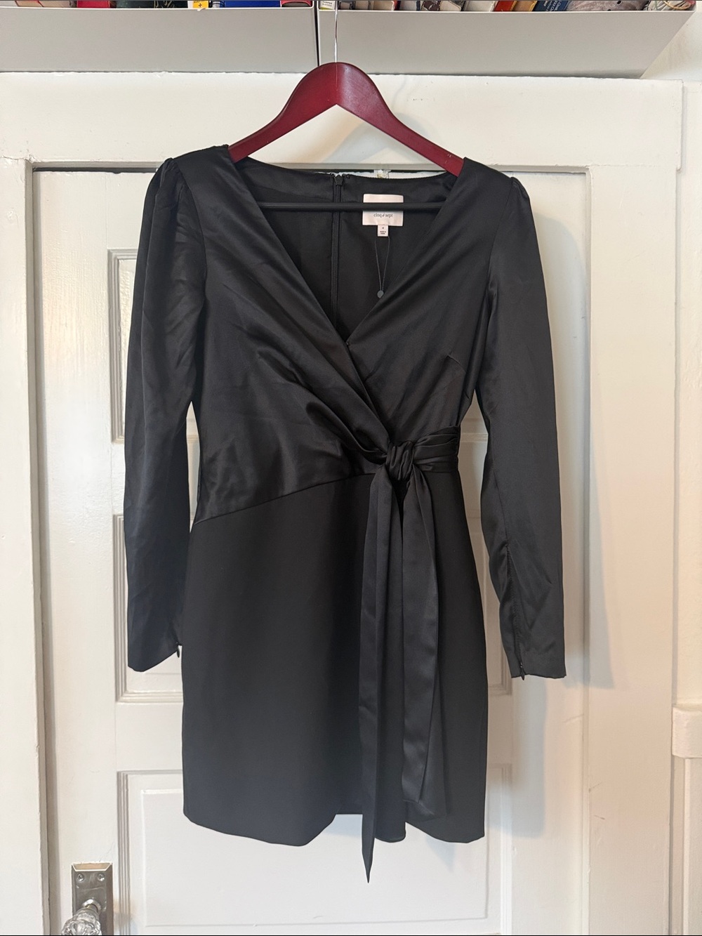 NWT Cinq à Sept Layne Dress Black Silk Faux Wrap Mini Dress Size 4 $565